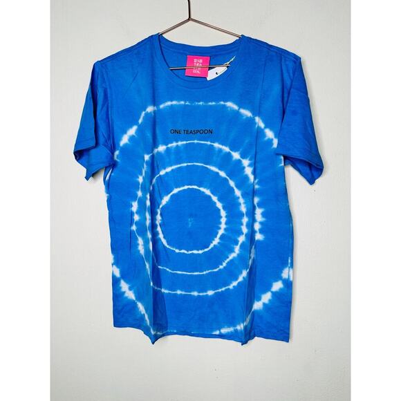 ONE TEASPOON Blue Hand Dyed Logo Organic Crew Tee Shirt Size Medium NWT - Picture 3 of 6